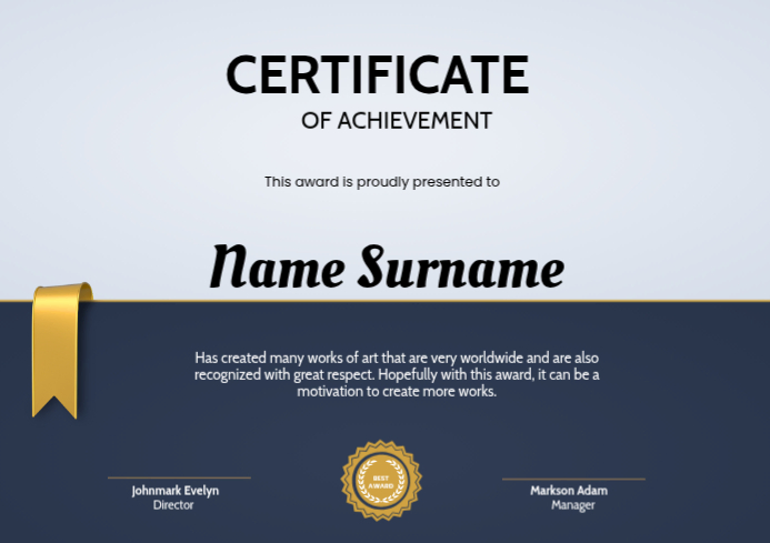 Certificate Of Achievement A4 Template | PosterMyWall