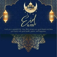 Blue and Gold Eid Al-Fitr Instagram Post Quadrat (1:1) template