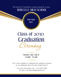 Blue and Gold Graduation Ceremony Graduation Instagram Portrait template