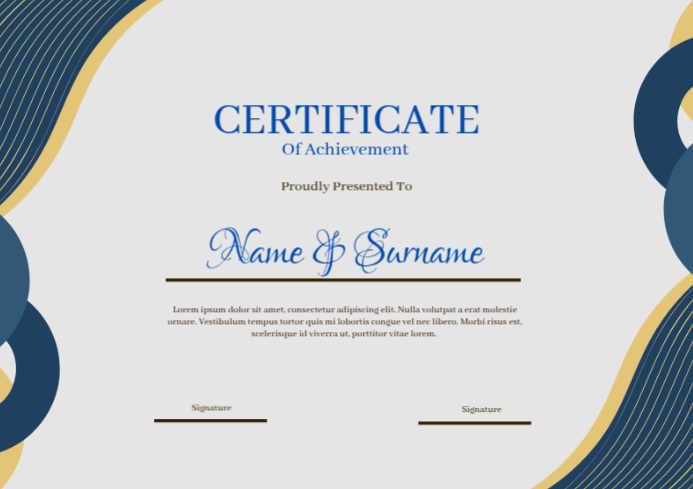 Blue and Gold Modern Achievement Certificate Template | PosterMyWall