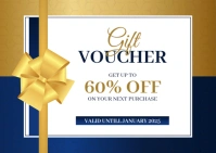 Blue and Gold Modern Gift Voucher A6 template