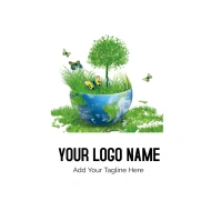 Blue And Green Bowl With Green Grass And Smal Logo template