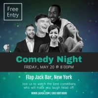 Blue and Green Comedy Night Square Video Carré (1:1) template