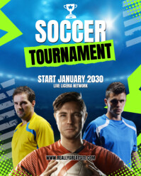 Blue and Green Dynamic Soccer Tournament Poster Instagram Portrait template