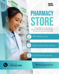 Blue and Green Modern Pharmacy Store Instagram Post template