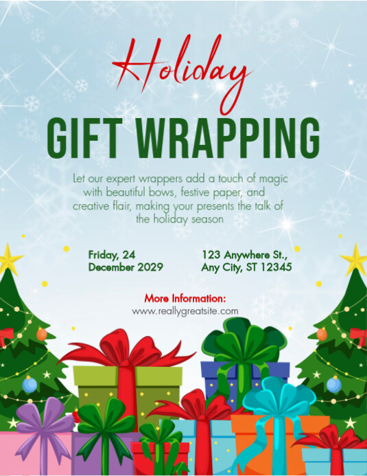 Copy of Blue and Green Playful Holiday Gift Wrapping Flyer | PosterMyWall