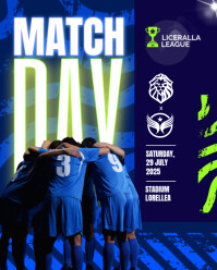 Blue and Neon Green Football Game Schedule Match Day Instagram Post template
