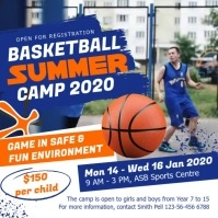 Blue and Orange Basketball Camp Square Video สี่เหลี่ยมจัตุรัส (1:1) template