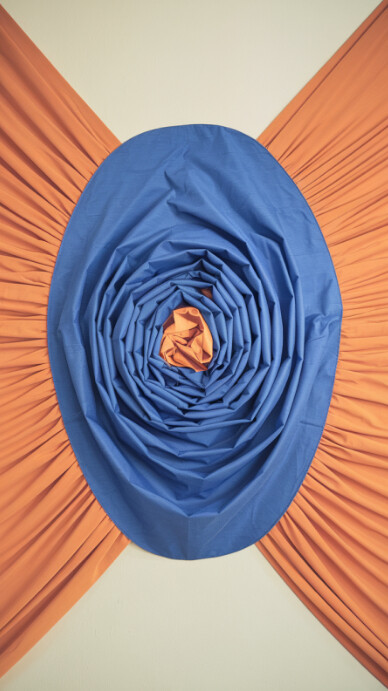 Blue and orange fabric decoration background design/ wallpaper design decoration Statut WhatsApp template