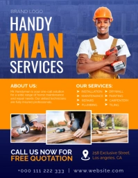 Blue and Orange Handyman Service Flyer template