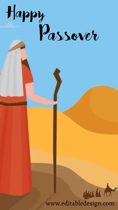 Blue and Orange Happy Passover video flyer Instagram Reel template