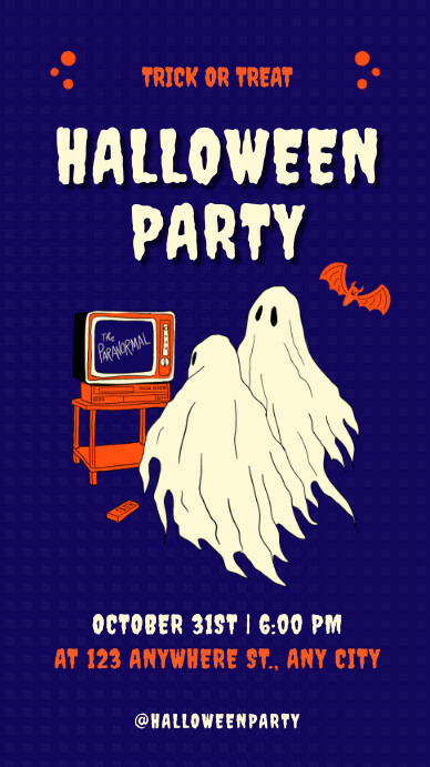 Blue and Orange Illustration Halloween Party Template | PosterMyWall