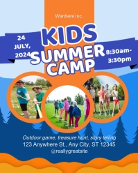 Blue and Orange Illustrative Kids Summer Camp Instagram Post template