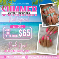 Blue and Pink Collage Summer Nail Sale Flyer Instagram Post template