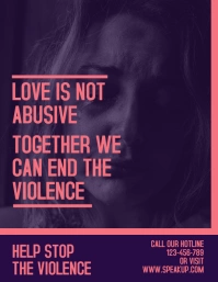 Blue and Pink Domestic Violence Flyer template