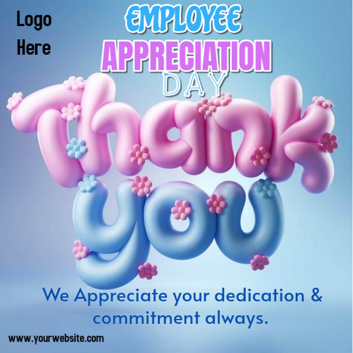 Plantilla de Blue and Pink Employee Appreciation Day design template ...
