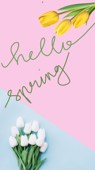 Copy of blue and pink hello spring | PosterMyWall