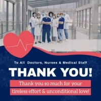Blue and Pink Thank You Doctors Square Video Carré (1:1) template