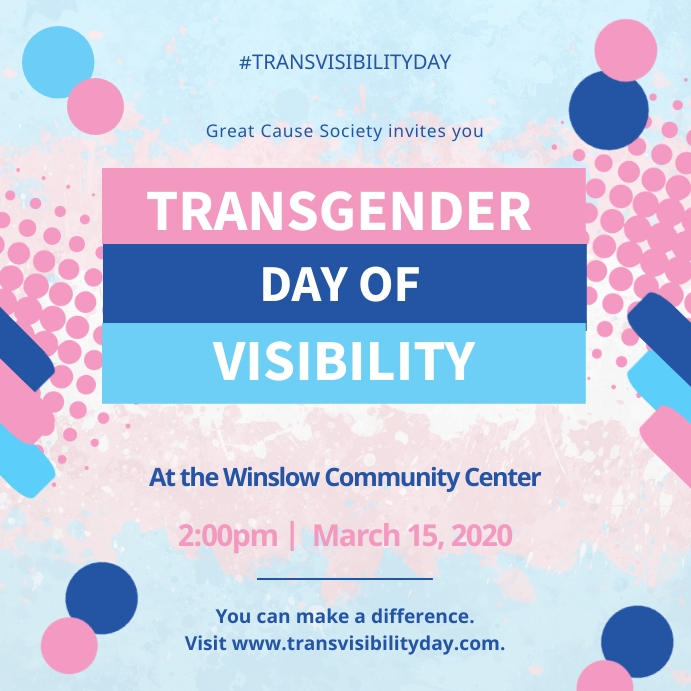 Blue and pink trans day of visibility event p Template | PosterMyWall