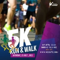 Blue and Purple 5K Run Instagram Post template