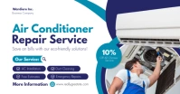 Blue and Purple Modern Air Conditioner Repair Service Facebook Ad template