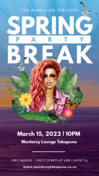 Blue and purple spring break party Instagram Indaba yaku-Instagram template