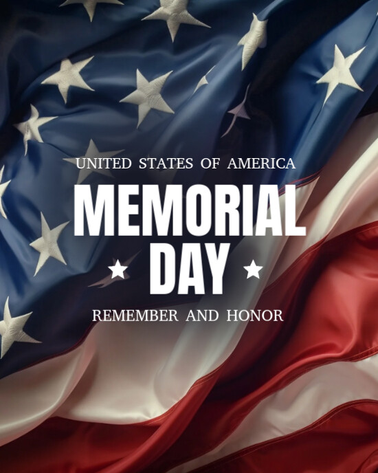 Blue and Red Bold USA Memorial Day Instagram Post template