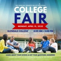 Blue and Red College Fair Ad Square Video Cuadrado (1:1) template