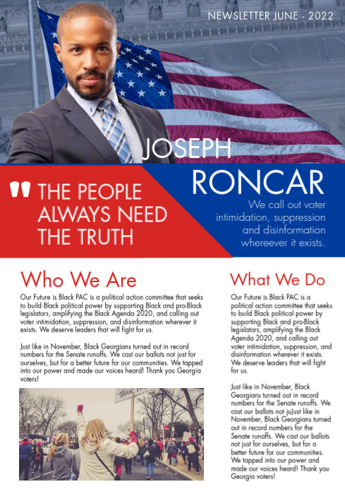 Blue and red flag political newsletter design Template | PosterMyWall
