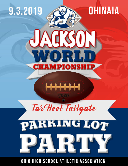 Blue and Red Football Tailgate Party Flyer Template PosterMyWall