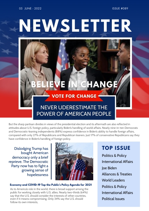 Blue and red group political newsletter desig Template | PosterMyWall