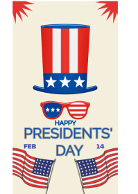 Blue and Red happy presidents Day A6 template