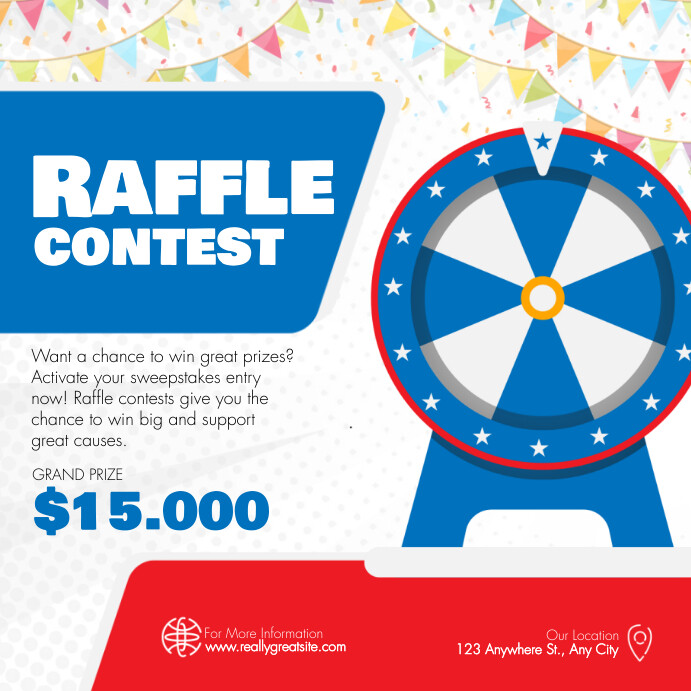 Blue and Red Illustrative Raffle Contest Inst Template | PosterMyWall
