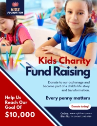 Blue and Red Kids Orphanage Fundraising Flyer Pamflet (Letter AS) template