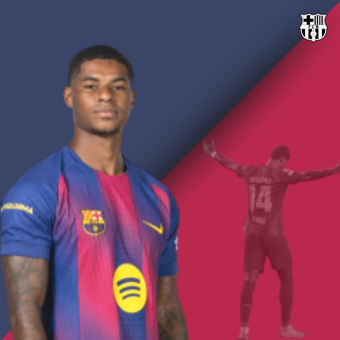 Blue And Red Marcus Rashford FC Barcelona Player Instagram Post ...