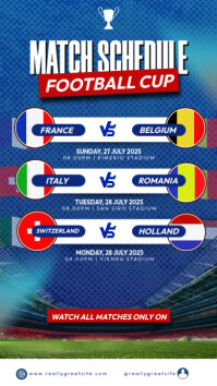 Blue And Red Modern Football Match Schedule Instagram Story template