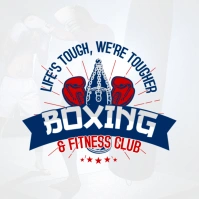 Blue and Silver Boxing Fitness Club Logo Temp template