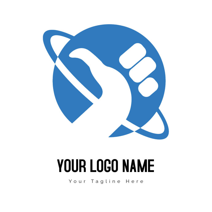 Blue And Teal Human Hand Logo Illustration Logo Logótipo template