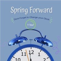 Blå Blue and White  3D Daylight Saving Time Instagram Post Instagram 帖子 Template