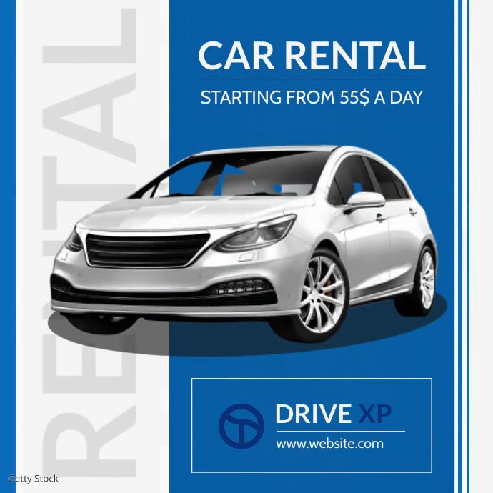 Copy of Blue and white and grey car rental services m | PosterMyWall