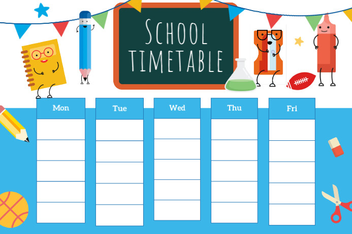 Copy of Blue and White Animated School Timetable | PosterMyWall