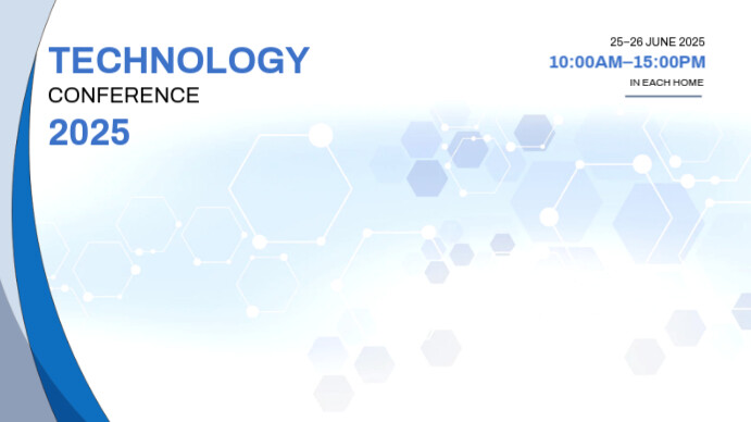 Blue and White Clean Modern Technology Conference Zoom Virtual Background Ecrã digital (16:9) template