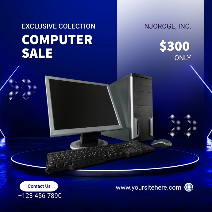 Blue and white Computer Sale Facebook Post Template | PosterMyWall