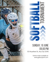 Blue and White Dynamic Softball Match Tournament Competition Instagram Post Facebook template