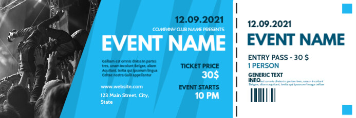 Copy of blue and white generic ticket party template | PosterMyWall