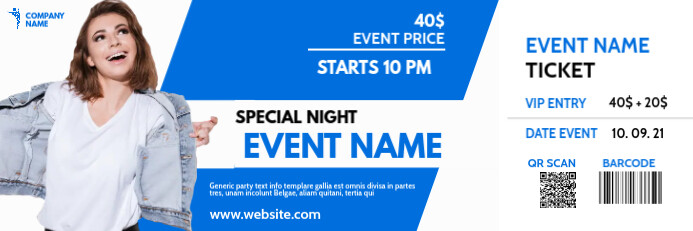 blue and white generic ticket template design | PosterMyWall