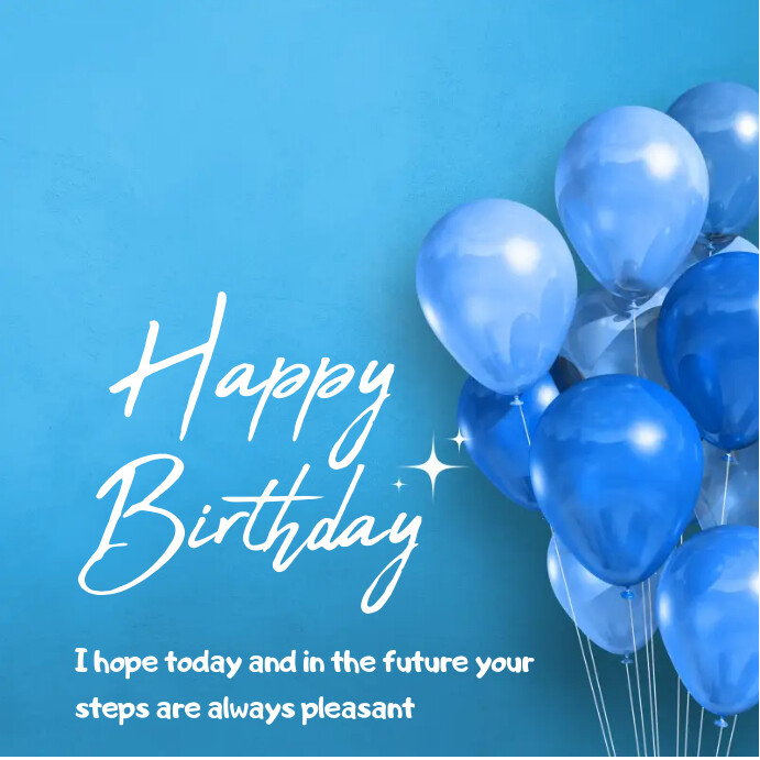 Blue and white happy birthday design template Instagram Plasing