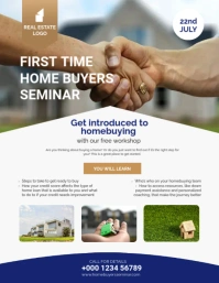 Blue and White Home Buyers Seminar Flyer Desi ใบปลิว (US Letter) template