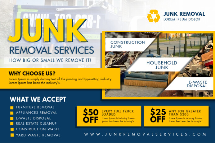 Copy of Blue and White Junk Removal Poster Design | PosterMyWall