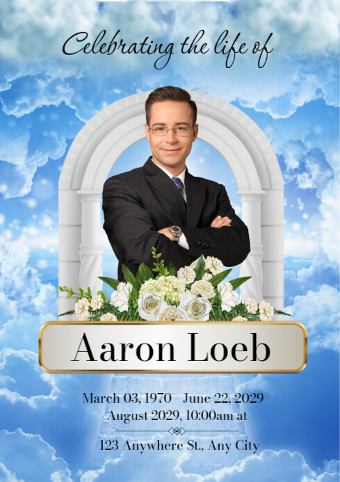 Blue and White Memorial Service Program A4 template